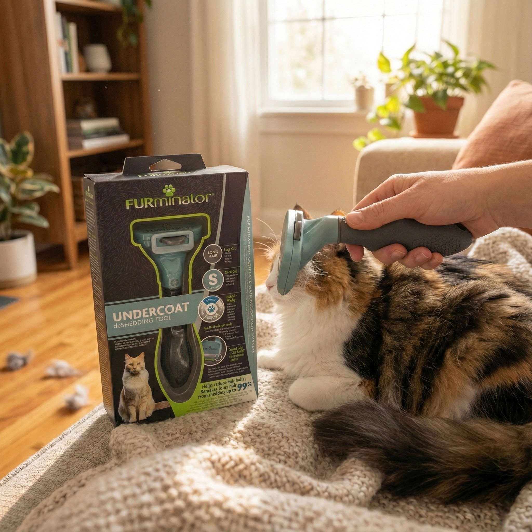 Furminator Undercoat شانه گربه کلکسیونر مو برای گربه های مو بلند 3,9cm [S]
